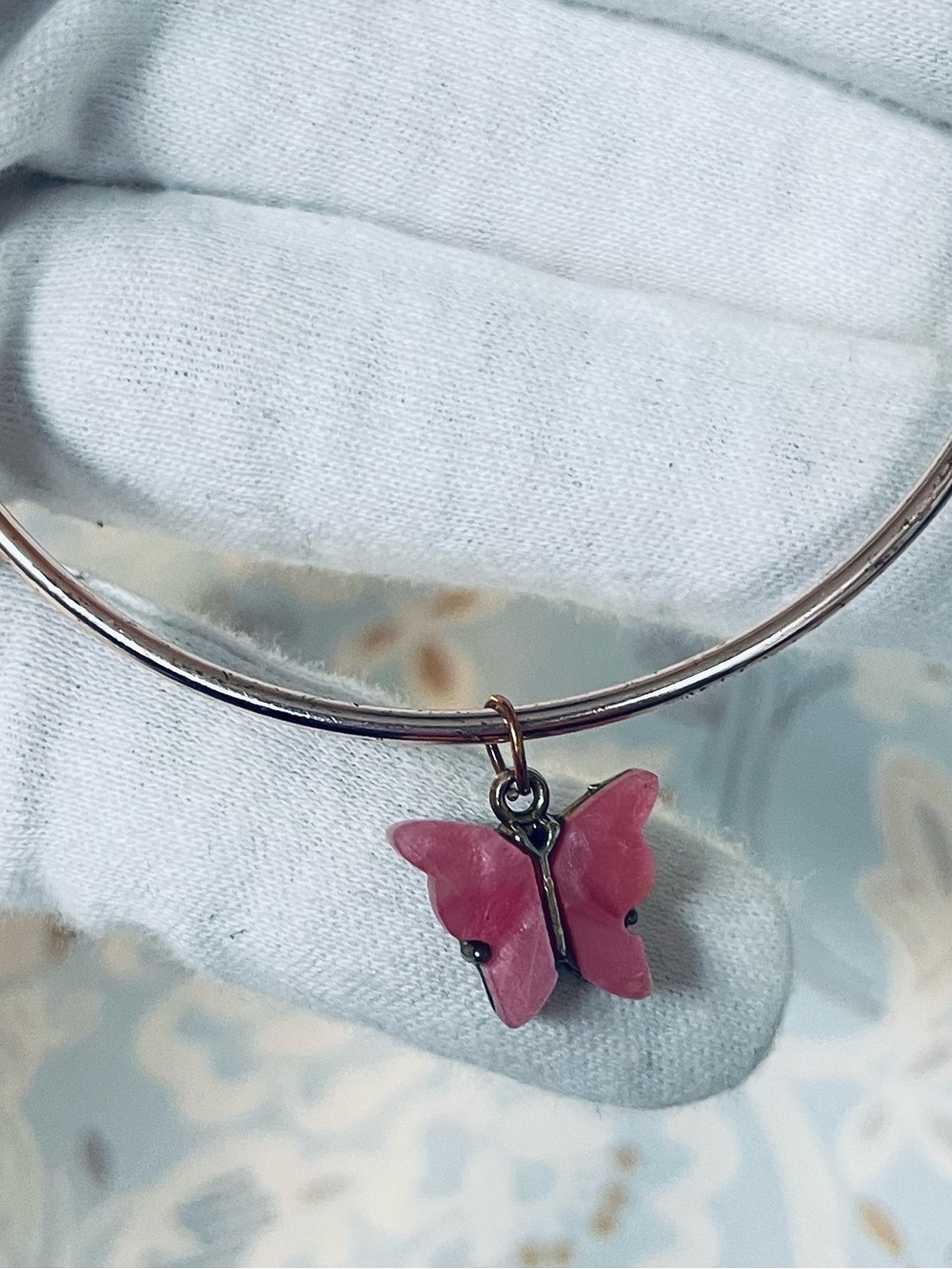 Pink Butterfly Charm Necklace Pendant